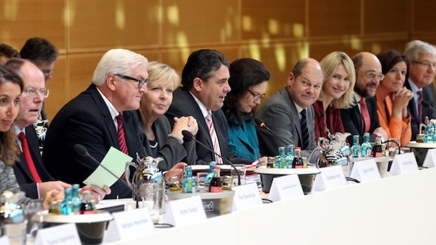 In deiser Woche tagte die "Große Koalitionsrunde" erstmals im Willy-Brandt-Haus. (Foto: DPA)