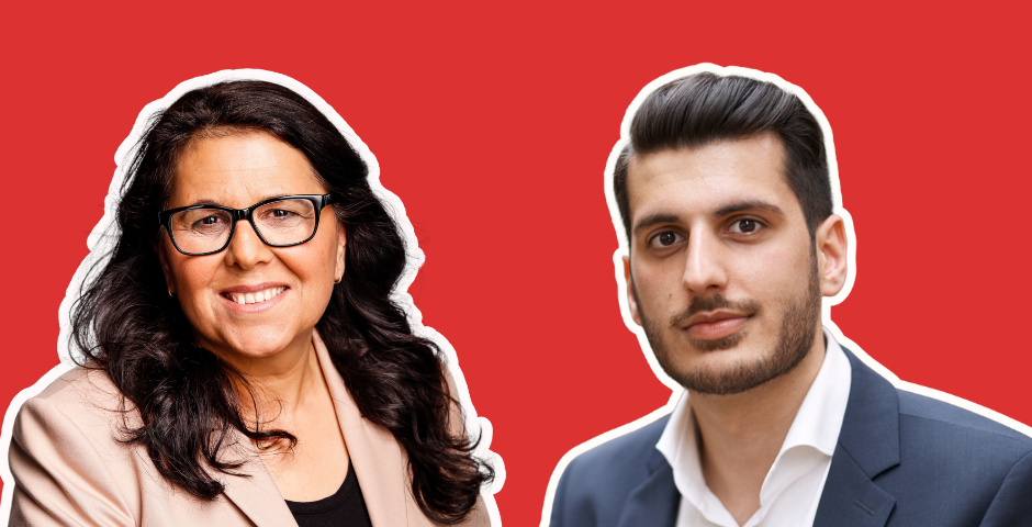 Die Bundestagsabgeordnete Gülistan Yüksel und der SPD-Fraktionsvorsitzender im Rat Mönchengladbach, Janann Safi.